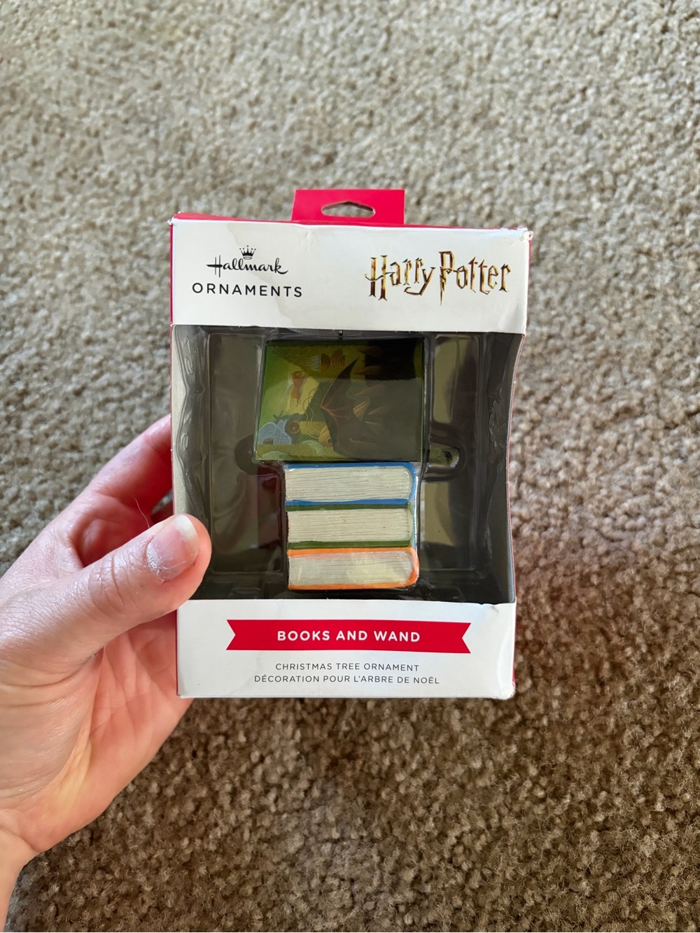 NWT Harry Potter Books and Wand Ornament